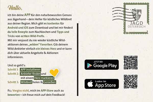 Produkte zur Wildbretvermarktung: Postkarten WILD ÖSTERREICH